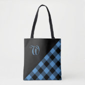 Chic Monogram Blue Black Buffalo Controleer geomet Draagtas (Voorkant)