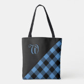 Chic Monogram Blue Black Buffalo Controleer geomet Draagtas (Achterkant)