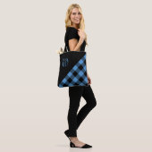 Chic Monogram Blue Black Buffalo Controleer geomet Draagtas (Op model)
