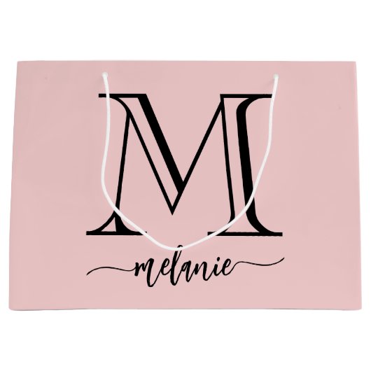 Chic Monogram Blush Pink Black Large Cadeau Sac (Devant)