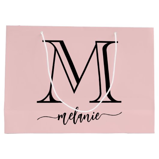 Chic Monogram Blush Pink Black Large Cadeau Sac (Dos)
