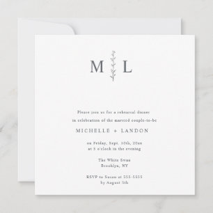 Chic Monogram Branch Rehearer Dîner Invitation
