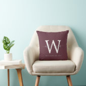 Chic Monogram Burgundy Wedding Keepslag Kussen (Stoel)