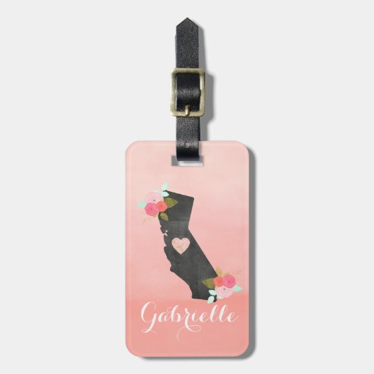 Chic Monogram California State & Verplaatsbaar Har Bagagelabel (Voorkant verticaal)