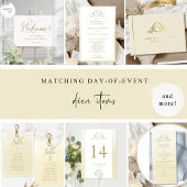 Chic Monogram Champagne Waterverf Wedding Menu