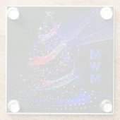 Chic Monogram Colors Glitter kerstboommarine Glazen Onderzetter (Achterkant)