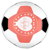 Chic Monogram Coral Girly White Heart Modèle (Tourné)