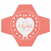 Chic Monogram Coral Girly White Heart Modèle (Plat)