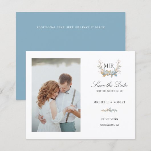 Chic Monogram Crest Foto bruiloft BEWAART DATUM (Voorkant / Achterkant)