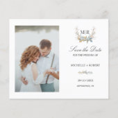 Chic Monogram Crest Foto bruiloft BEWAART DATUM (Voorkant)