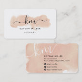 CHIC MONOGRAM Elegante initialen roze waterverf Visitekaartje (Voorkant / Achterkant)