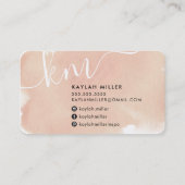 CHIC MONOGRAM Elegante initialen roze waterverf Visitekaartje (Achterkant)