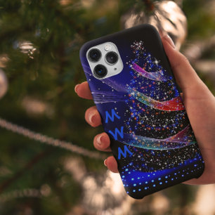Chic Monogram Glitter kerstboommarine iPhone 11 Hoesje