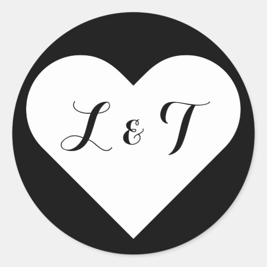 Chic Monogram - Harte zwarte en witte Stickers (Voorkant)