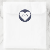 Chic Monogram Heart Navy Stickers (Sac)