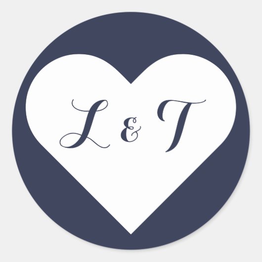 Chic Monogram Heart Navy Stickers (Devant)