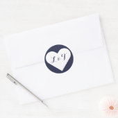Chic Monogram Heart Navy Stickers (Enveloppe)