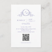 Chic Monogram Lavendel Paarse RSVP Online QR Code Informatiekaartje (Voorkant)