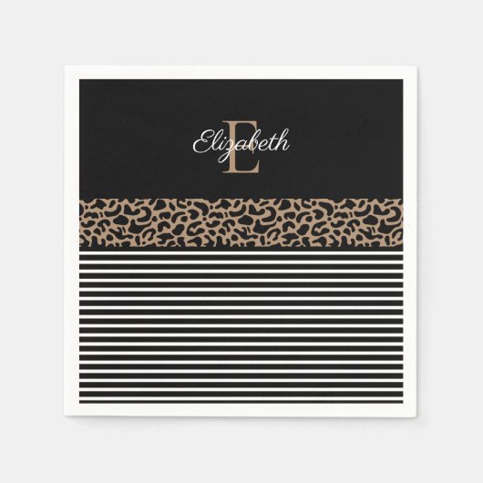 Chic Monogram Leopard Print Servet (Voorkant)