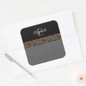Chic Monogram Leopard Print Vierkante Sticker (Envelop)