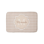 Chic Monogram Light Brown Houndstooth met naam Badmat (Voorkant)