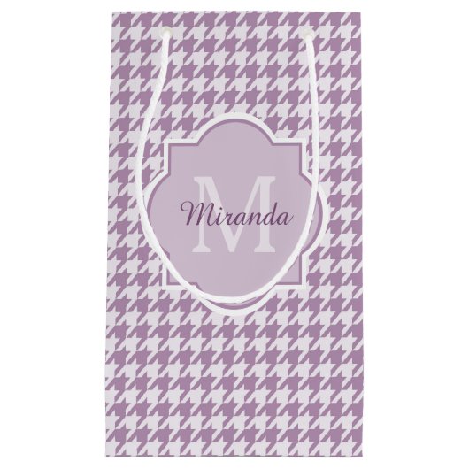 Chic Monogram Light Paars Houndstooth met naam Klein Cadeauzakje (Voorkant)