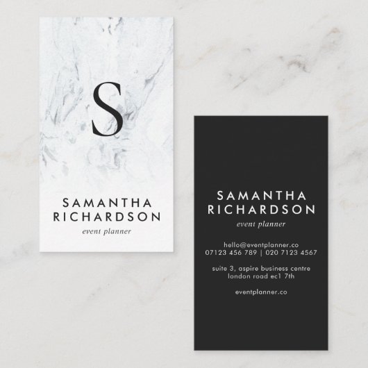 Chic Monogram Marble Visitekaartje (Voorkant / Achterkant)