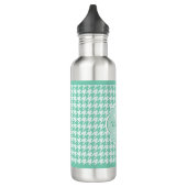 Chic Monogram Mint Green Houndstooth met naam Waterfles (Links)