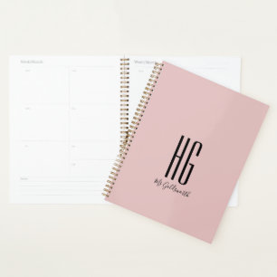 Chic Monogram Naam Modern Dusty Blush Pink Planner