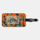 Chic monogram Oranje camouflage Bagagelabel (Achterkant horizontaal)