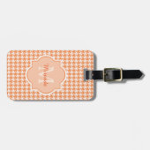 Chic Monogram Oranje Houndstooth met naam Bagagelabel (Voorkant horizontaal)
