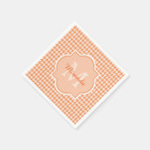 Chic Monogram Oranje Houndstooth met naam Servetten (Hoek)