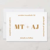 Chic Monogram Overlay Foto opslaan Datum (Achterkant)
