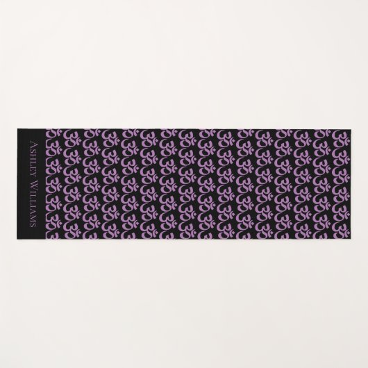Chic Monogram Paars Om Symbool Patroon Zwart Yogamat (Voorkant (horizontaal))
