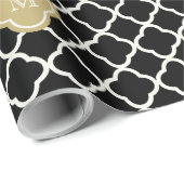 Chic Monogram Quatrefoil Pattern Art Deco Wedding Cadeaupapier (Rol Hoek)