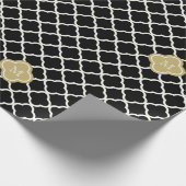 Chic Monogram Quatrefoil Pattern Art Deco Wedding Cadeaupapier (Hoek)