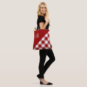 Chic Monogram Red White Buffalo Controleer geometr Draagtas (Op model)