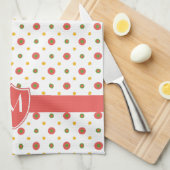 Chic Monogram Red White Polka Dots Kitchen Towel Theedoek (Quarter Fold)