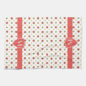 Chic Monogram Red White Polka Dots Kitchen Towel Theedoek (Horizontaal)