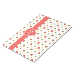 Chic Monogram Red, White Polkas Notitieblok of Jot