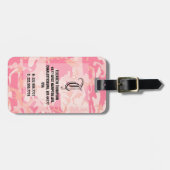Chic Monogram Roze Camouflage Bagage Bagagelabel (Voorkant horizontaal)