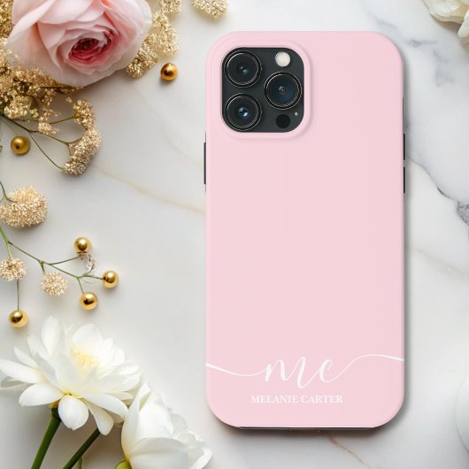 Chic Monogram Roze Elegante Vrouwelijke Minimalist Case-Mate iPhone Case