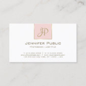 Chic Monogram Roze Goud Wit Schone Plain Trendy Visitekaartje (Voorkant)