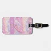 Chic Monogram roze Paarse goudgetijden Bagagelabel (Voorkant horizontaal)