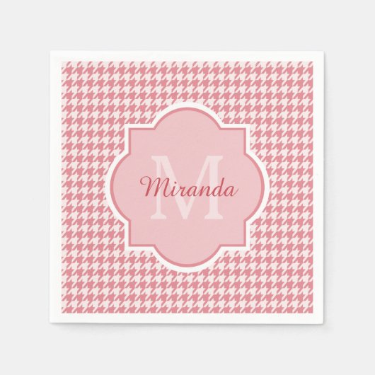 Chic Monogram roze sound-shooth met naam Servetten (Voorkant)