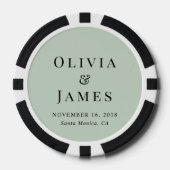 Chic Monogram Sage Green Wedding Poker Chips (Voorkant)