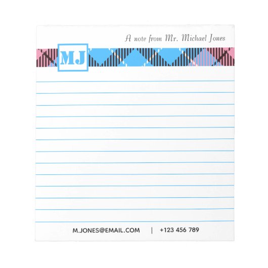 Chic Monogram scriptnaam spellen professionele gel Notitieblok (Voorkant)