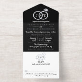 Chic Monogram Trouwringen Real Folie geperst All In One Uitnodiging (Binnenkant)