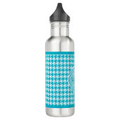 Chic Monogram Turquoise Houndstooth met naam Waterfles (Links)