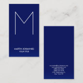Chic Monogram Verticaal Elegant Blue Visitekaartje (Voorkant / Achterkant)